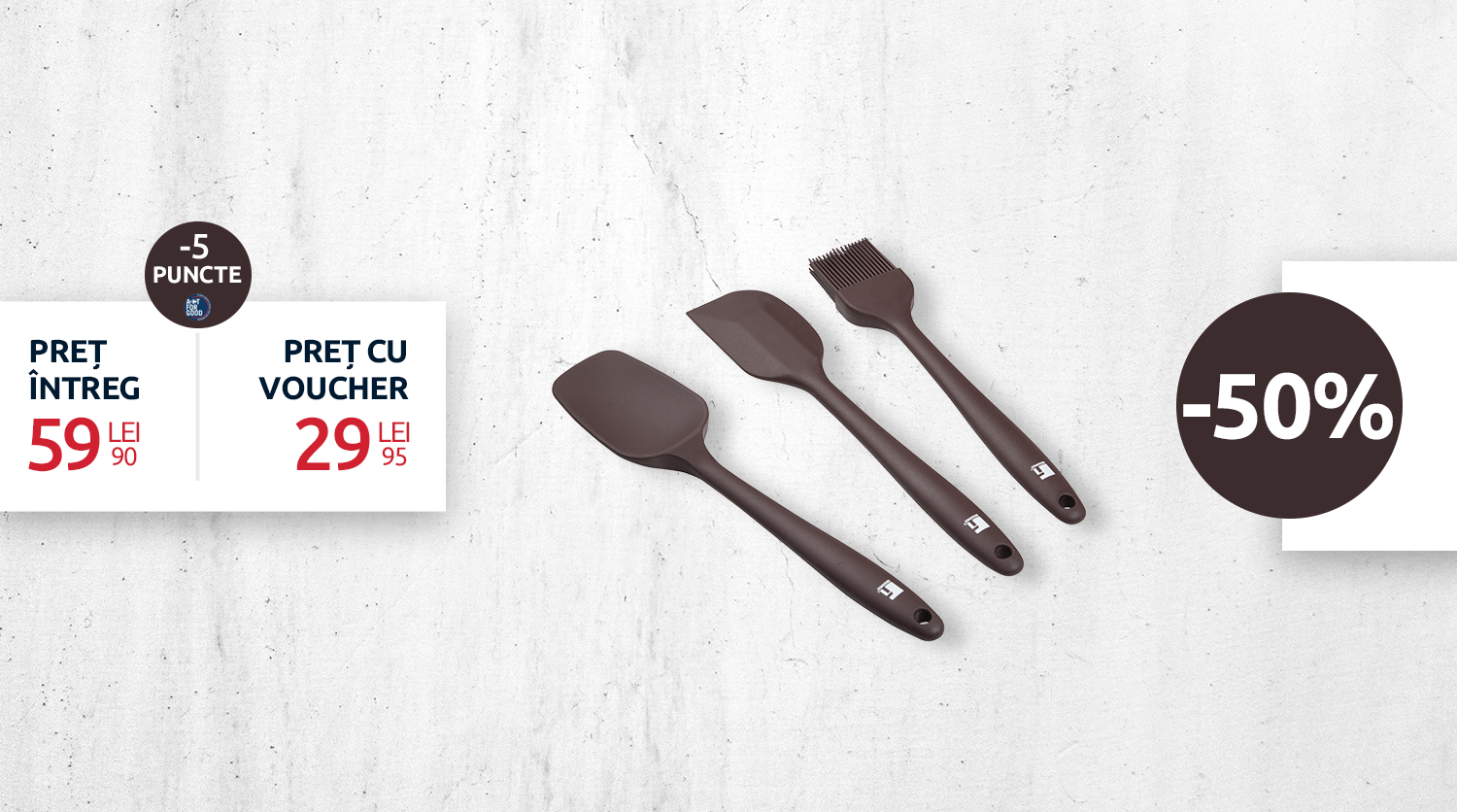 SET 3 PIESE USTENSILE SILICON BUCĂTĂRIE MOCHA