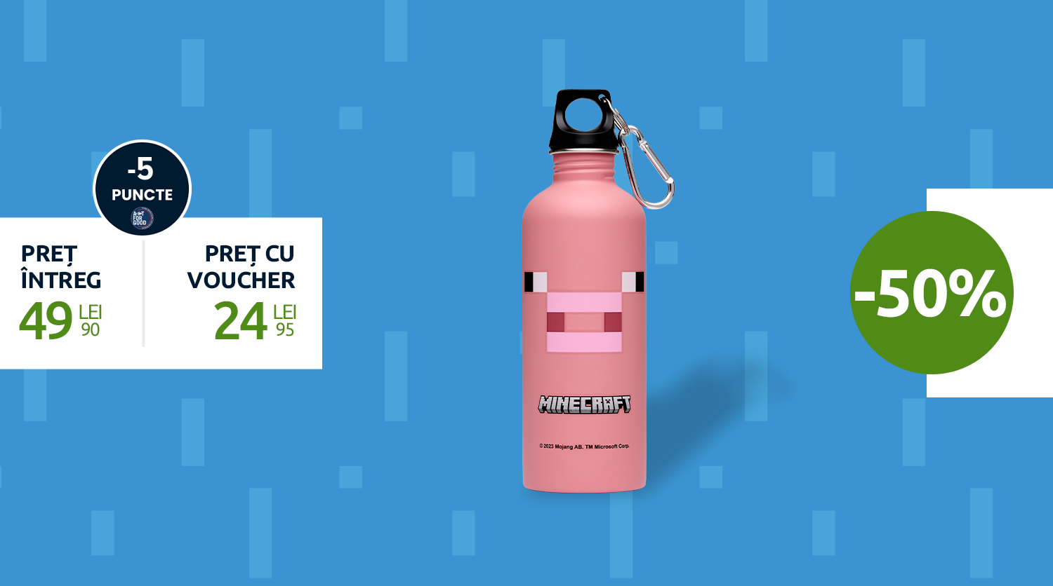 MINECRAFT Sticlă din inox Pig 500 ml