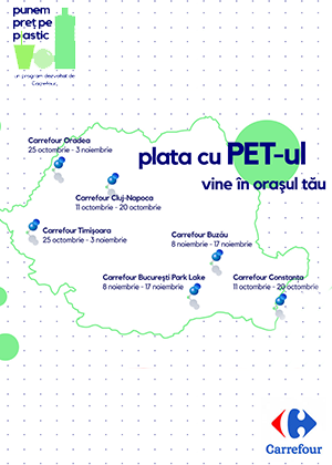Carrefour România aduce inițiativa “Plata cu PET-ul” în 6  hipermarketuri din țară, timp de 10 zile începând cu 11 octombrie 2019