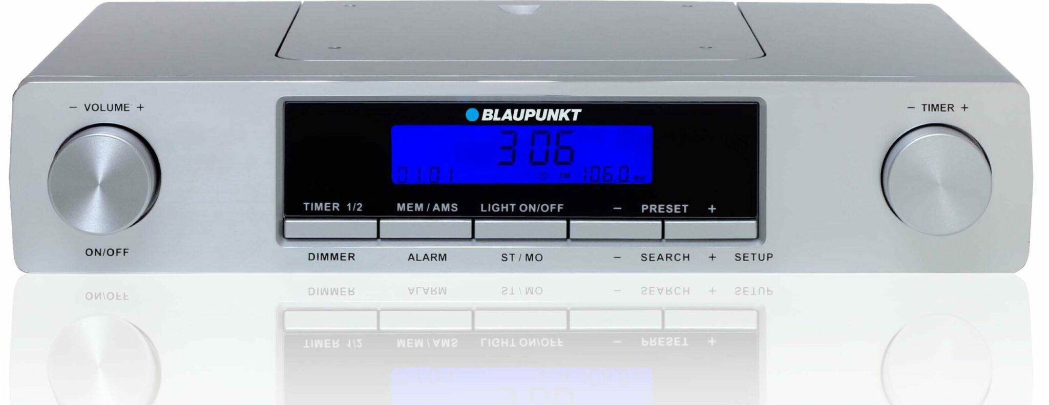 marble Cut off refrigerator Radio Blaupunkt KR12SL, FM, PLL, alarma ceas, display LCD, iluminare LED, 2  x 0.8W RMS, accesorii montaj | Carrefour Romania